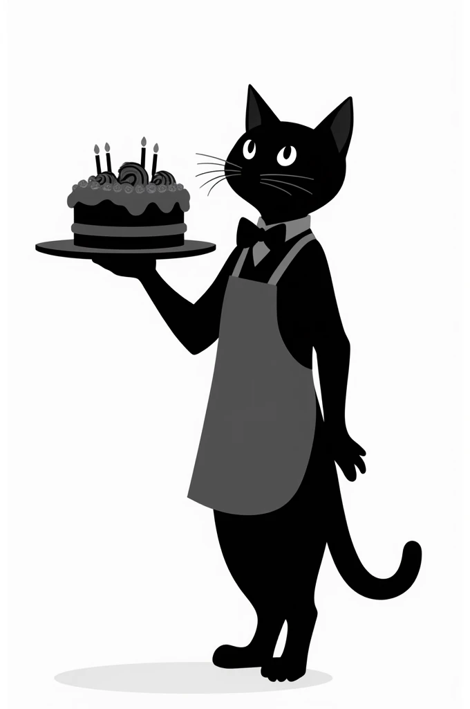 Waiter cat cake silhouette