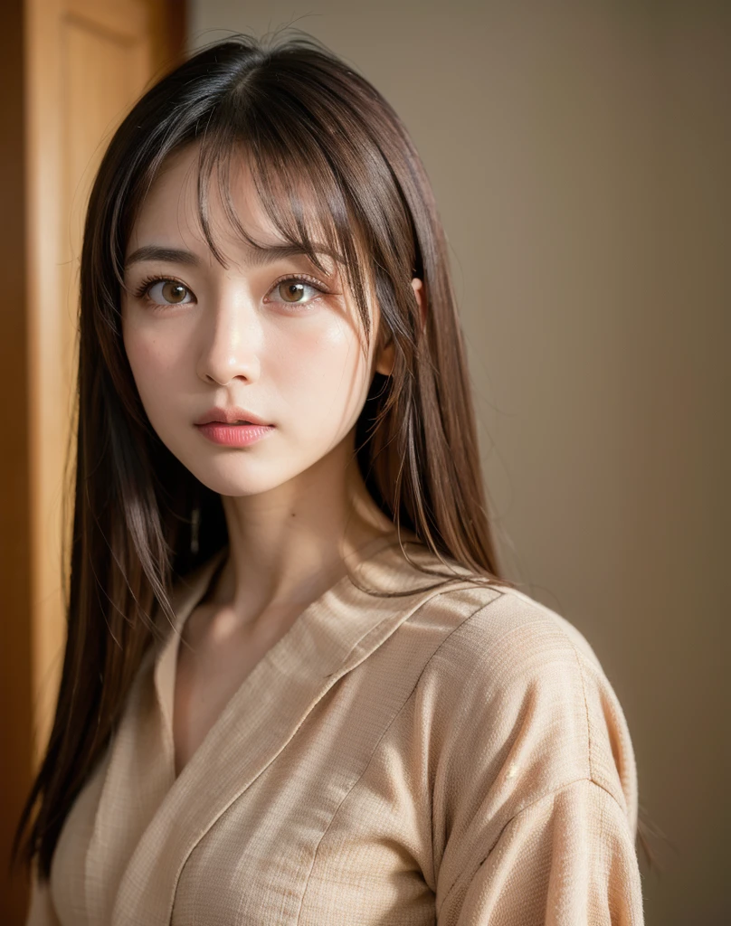 Highest quality, Face Focus, Soft Light, Ultra-high resolution, (Realistic:1.4), RAW Photos,
1 Japan, alone, cute, (pupil, Light in your eyes), Beautiful face in every detail, (Small box),(High resolution detail of human skin texture),
(Long Hair),
indoor,
Damask Shirt Dress,
(Portraiture)