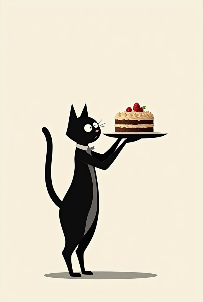 Cat silhouette waiter cake