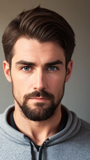  A Welsh man in a sweatshirt, focus on his face 