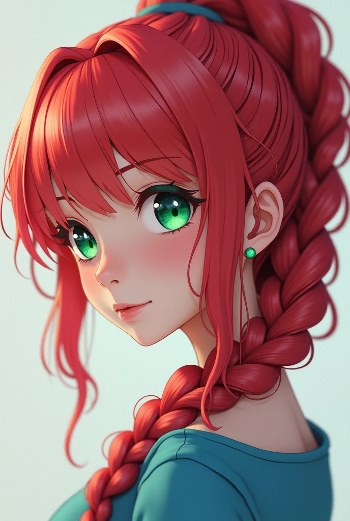 anime, High resolution, Woman close up side profile ((Red braided low ponytail hair)) and (((the most beautiful Green eyes))) in (((Blue clothes))), (((determined)), 8K, Unreal EnGine 5オクタンレンダリンG, Cute, GamanG, Yoon Gonji, G.To, Gosonjak, Schloop, Severe, Dorm, Noah, trendinG on pixiv, Fan Box, Sketch, masterpiece, Detailed face, side facing, smooth soft skin, biG dreamy eyes, beautiful intricate colored hair, anime wide eyes, soft liGhtinG, Concept Art, diGital paintinG,