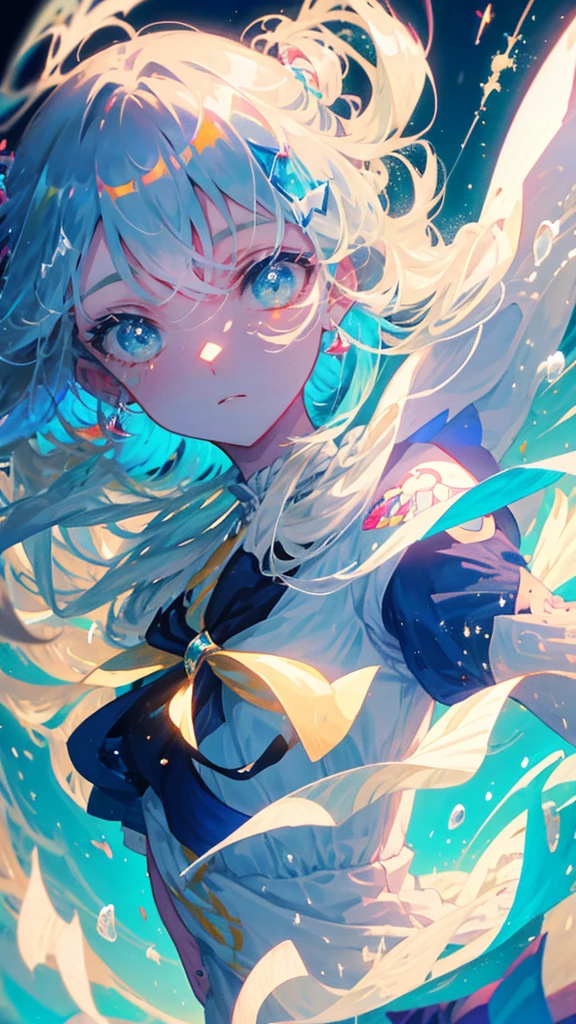 anime girl flying through the air with a blue and white dress, trending on artstation pixiv, splash art anime , zerochan art, pixiv contest winner, digital art on pixiv, guweiz on pixiv artstation, anime art wallpaper 8 k, clean detailed anime art, anime fantasy illustration, beautiful anime artwork, anime face, masterpiece, high quality, detailed face, high quality face