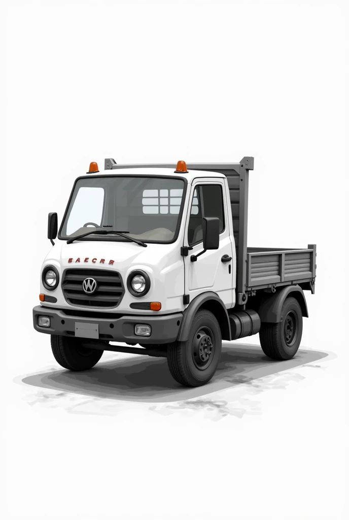 Create a black and white 2d drawing of a low-grade side truck 