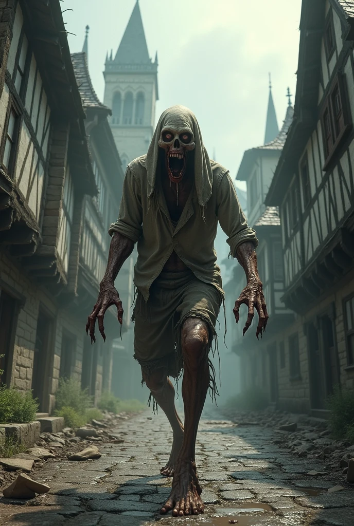 zombie in a medieval town