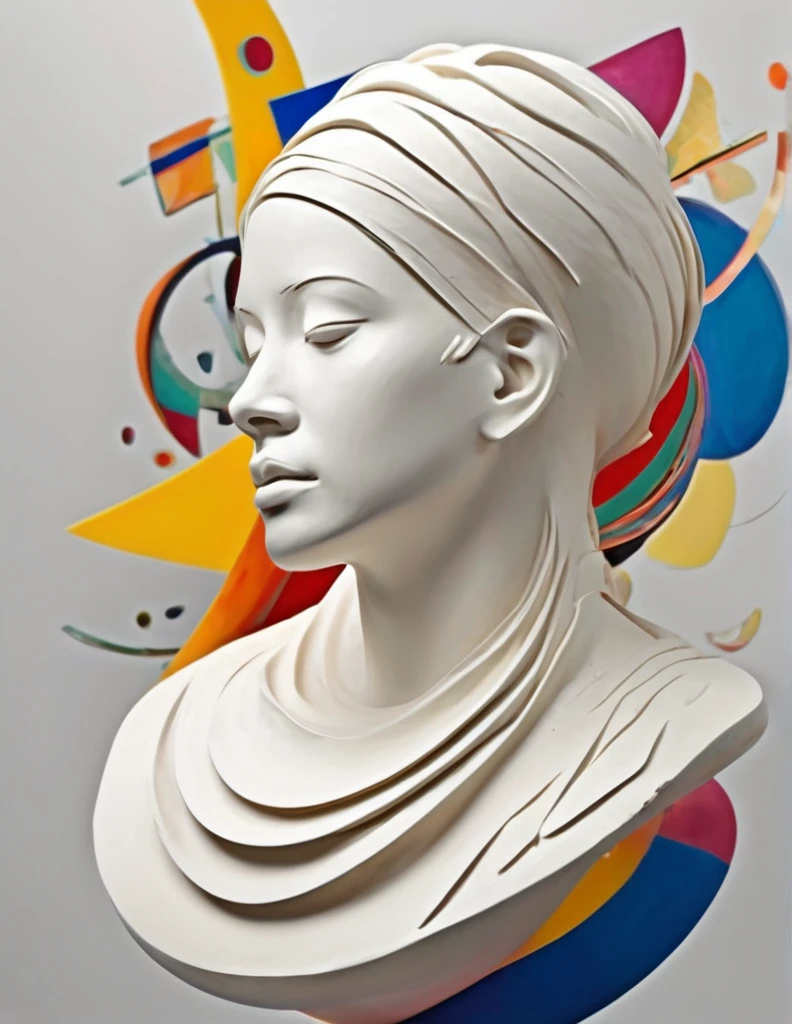 (Abstract sculpture: 1.23, plaster, human head, neck), ((expressing hope, salvation, prayer, clinging thoughts)), intricate form, award-winning work, masterpiece, 8k