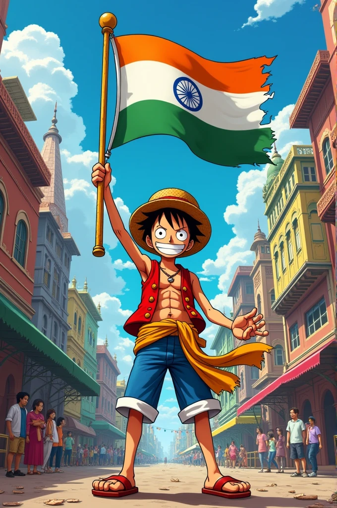 Luffy holding India flag