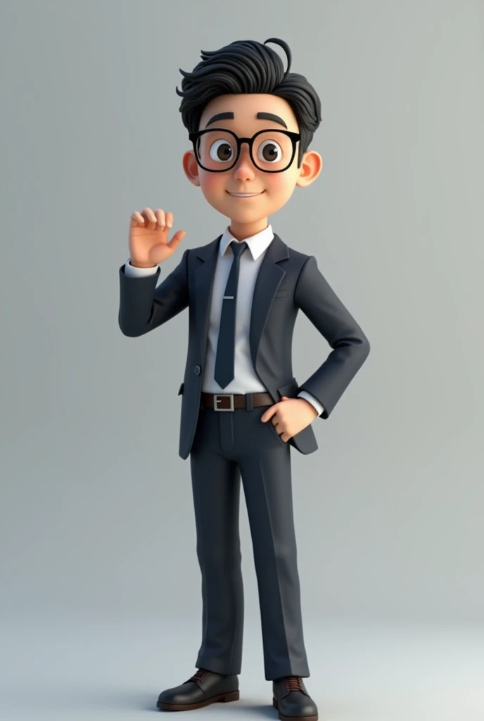 animated 3d, a Korean man posing while wearing glasses