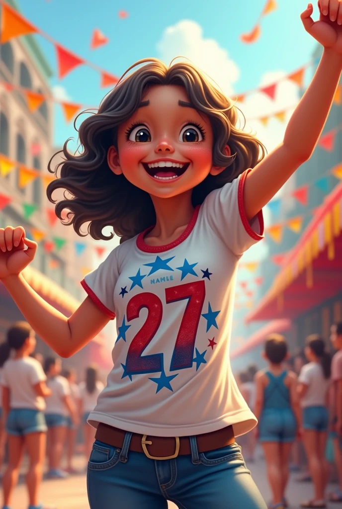 Happy independence day celebration girl image and t shirt number 27 create