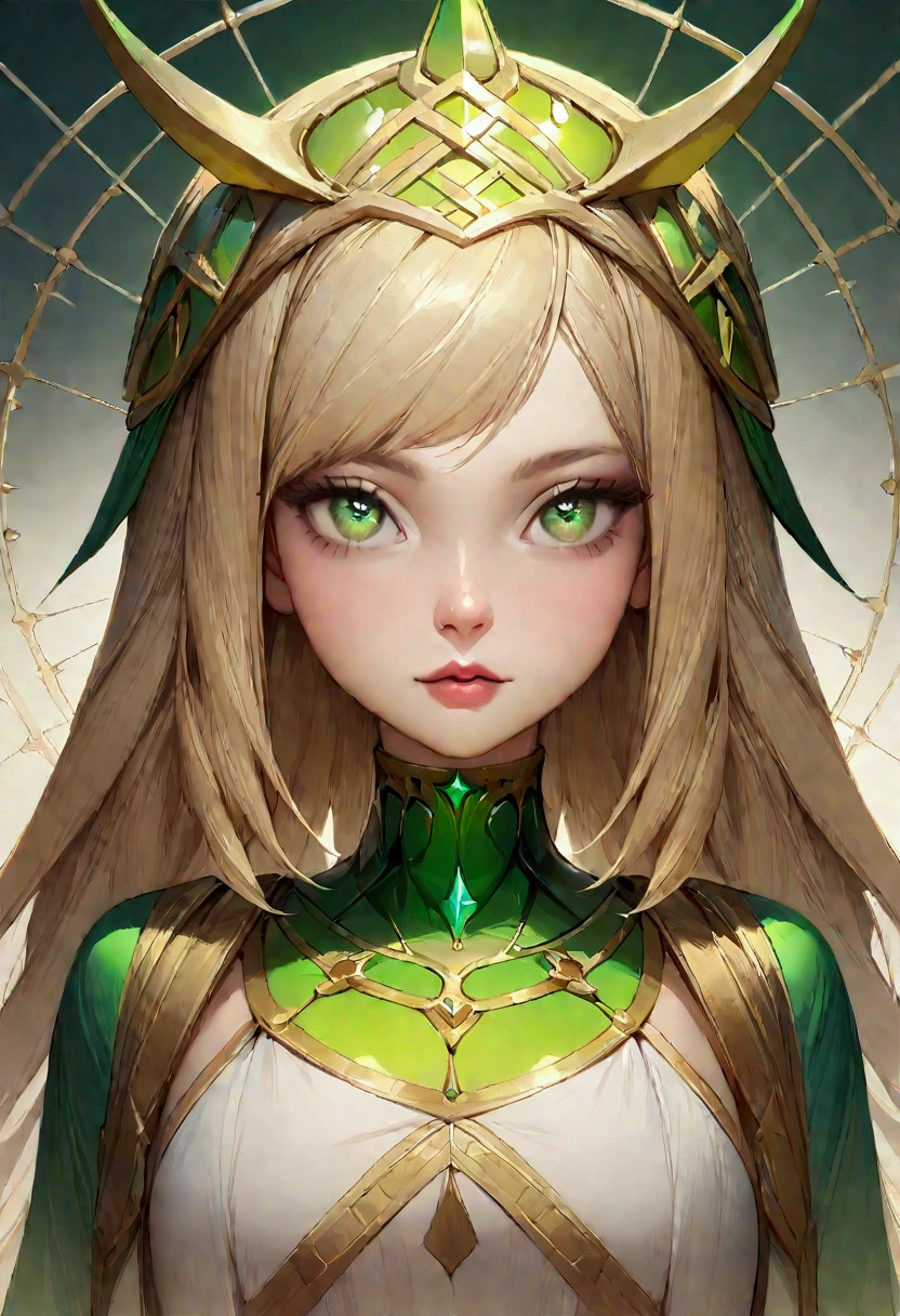 (((absurd))), (((best quality))), portrait, The art of math, (Popular on artstation), ((1 Girl)), ((Green shiny eyes)), Star Eyes, beautiful, (Long beige blonde hair), (((Greek clothing))):0.9.