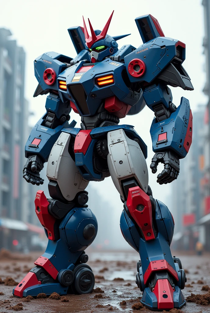 Mechaarmor suit blue red white suit rhino robot