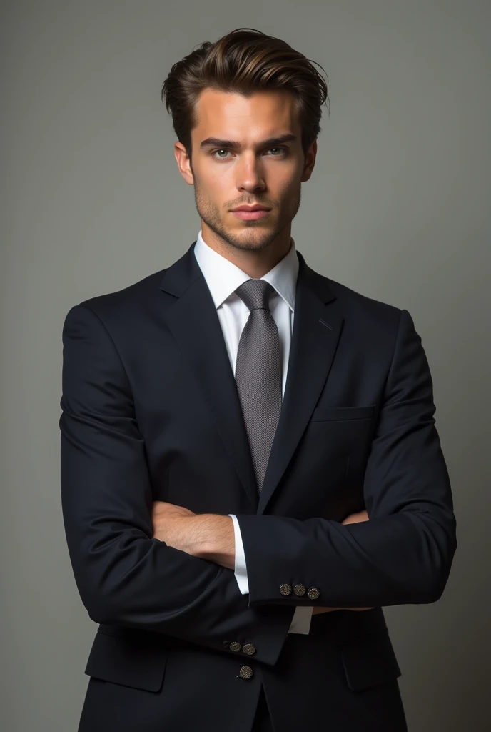 A young man wearing a suit highlighting his beauty for the camera
