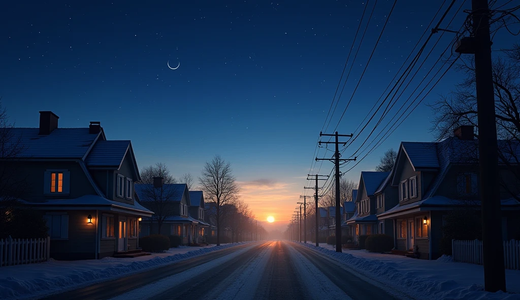 Morning Glow,Starry Sky,moon,dawn,Streetscape