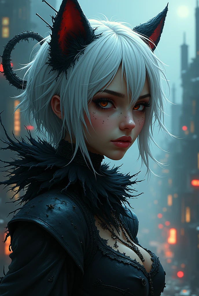 splash art, a quirky liquid portrait of a hauntingly beautiful dark werewolf woman, splash style of paint, Pixar style, Halloween colors, hyper detailed intricately detailed, fantastical, intricate detail, splash screen, liquid, gooey, slime, splashy, fantasy, concept art, 8k resolution, masterpiece, melting, complex background, intricate detailed, dark colors, fantasy, concept art, digital art, intricate, oil on canvas, masterpiece, expert, insanely detailed, 4k resolution. women with short and long white hair, attractive beauty,
works by Greg Rutkowski, elegance, dynamic lighting, spectacular lighting, high detail,
digital coloring, 8k, erotica with a clear focus, big tits, porn models, stripper, full face,
without underwear, full height, various hairstyles, bust, Phosphorus, Bright colors, Micro Bikinis,
Thongs, Futurism, (masterpiece, Highest quality), Intricate details, 8k, Art Station, wallpaper, Official Art, Sharp focus, One girl,Toned body、 Long Hair,ponytail, Brown Hair, NSFW,No bra,See-through nipples、Slut、 office lady,White patent leather shirt、Black enamel tight skirt、Lace panties、tights、 printing, Hanging eyes、Cold Eyes , Muddy eyes、skyscraper, city, building, car, street,