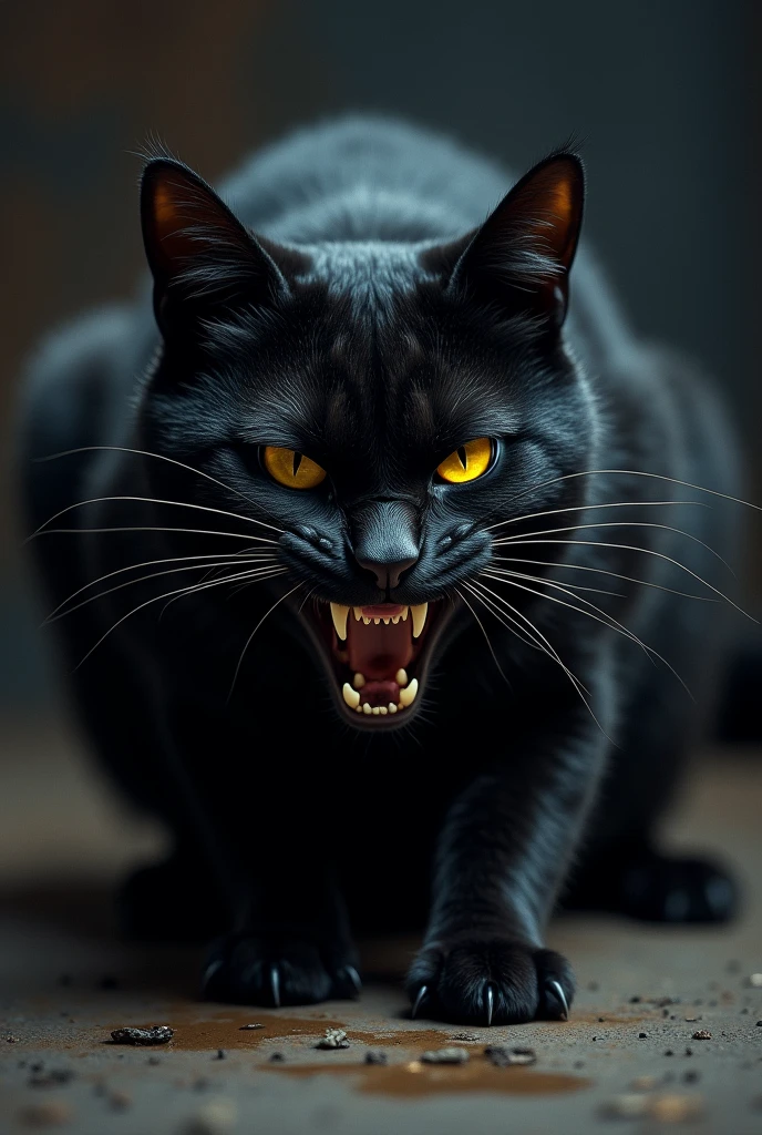 Generate an angry black cat 