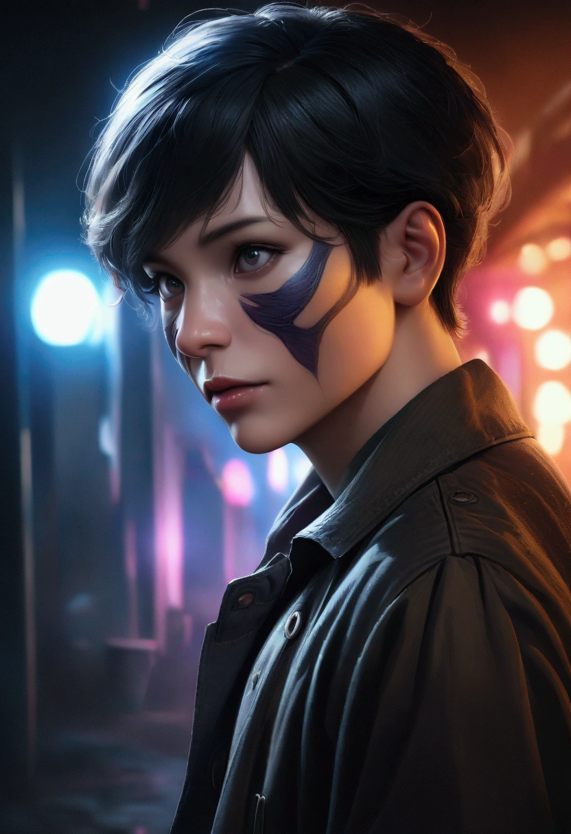 a black-eyed boy with short black hair, wearing casual clothes, detailed facial features, beautiful eyes, photorealistic, 8k, best quality, highly detailed, cinematic lighting, dramatic colors, concept art style