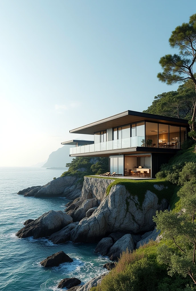 create a house full of glass by the sea