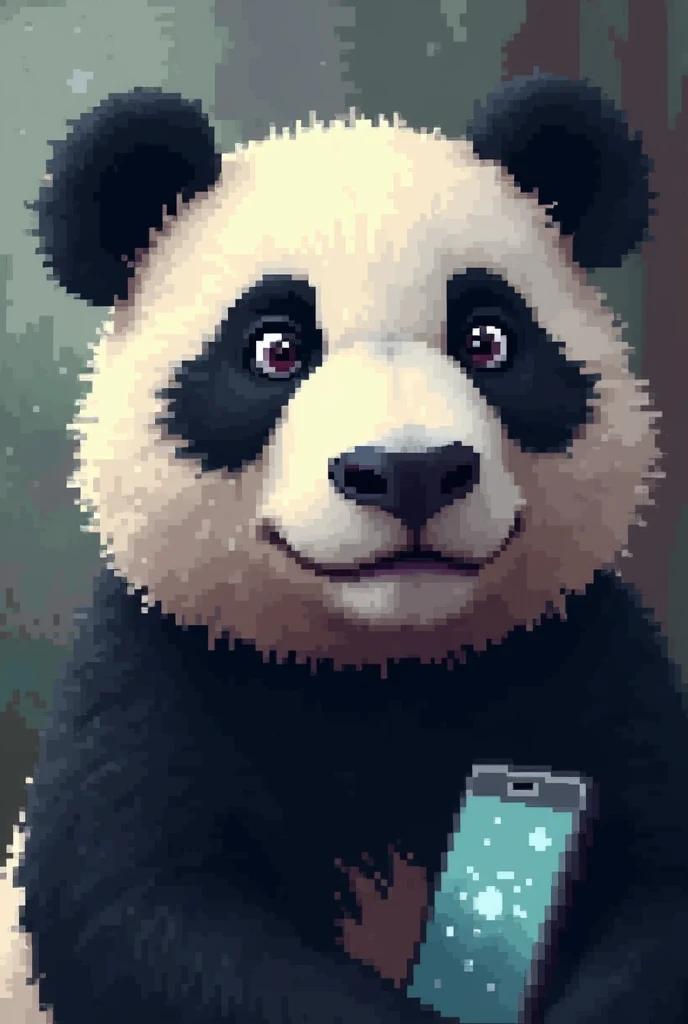 Panda pfp pixelated with phone 
on the side
