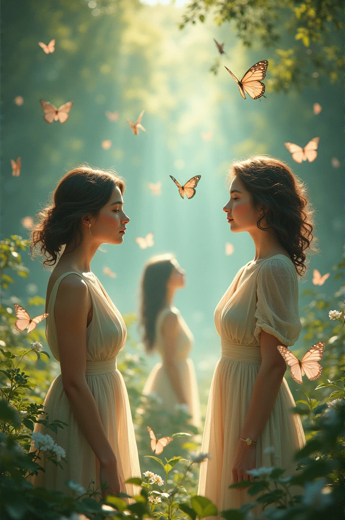 Women with light and butterflies