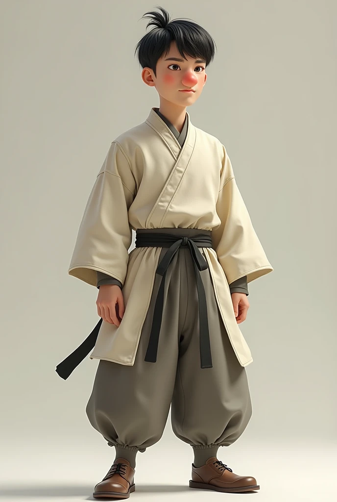 make a 30 year old man, narigudo, bowl cut, software developer, kung fu clothes, skinny
