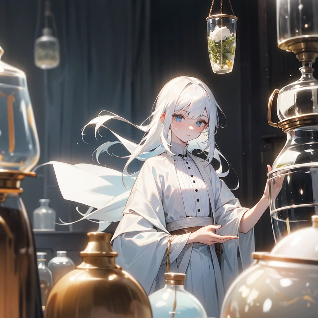 Age 18 , Height 175 , white hair,Most beautiful,Fair white skin,white hair,Chest jars,A little fabric.