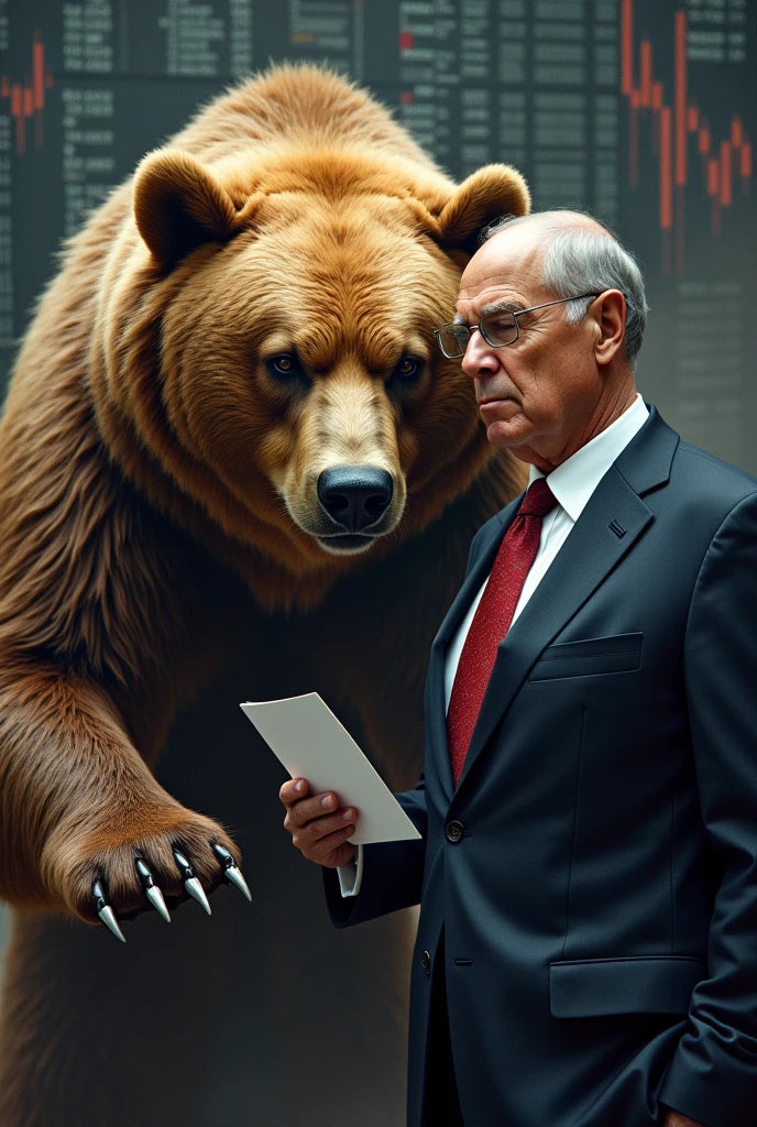 Bear at bear market and Jerome Powell FED