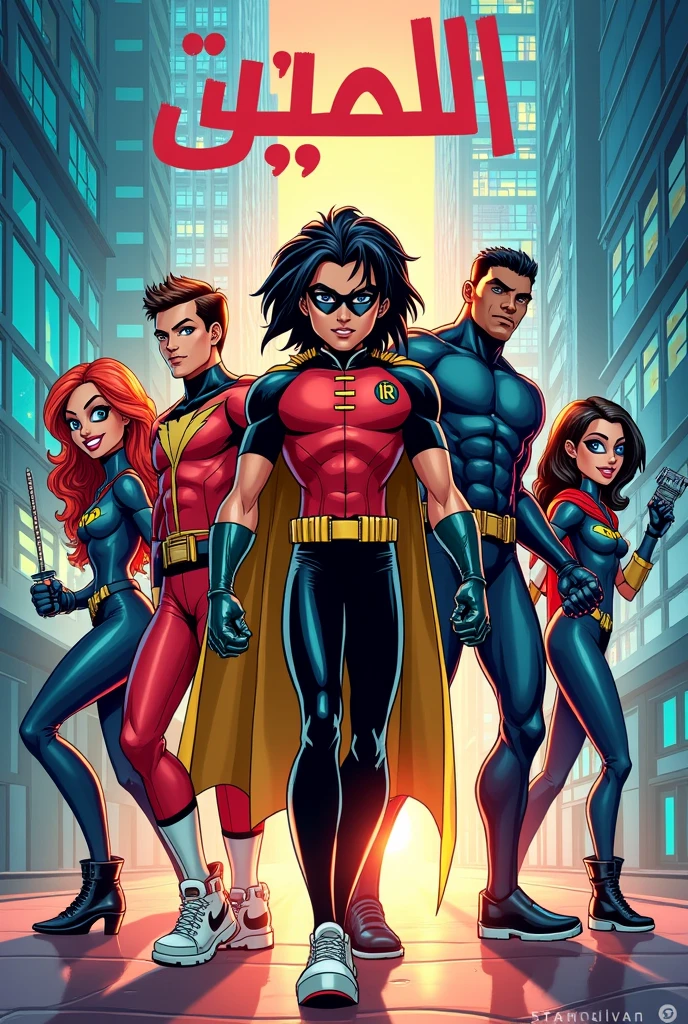 A picture of the Teen Titans with the words 'abtal titans' written on it. 