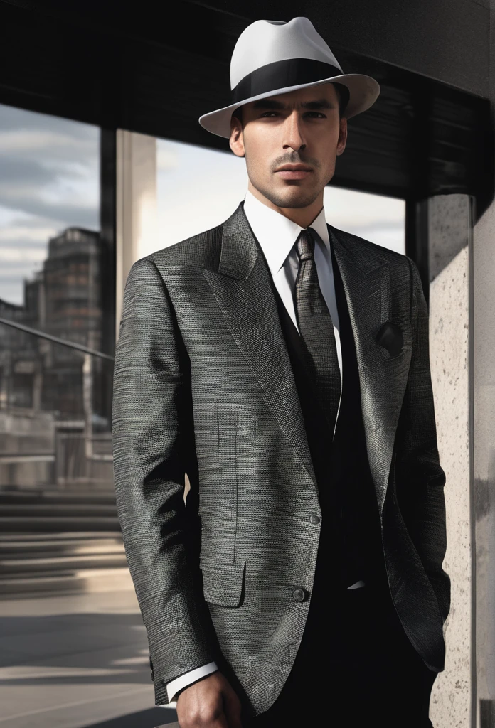 A men. Mafia. Handsome. 8k. High resulation. Formal dress. Always put a hat in head. Smart men. Looking good.