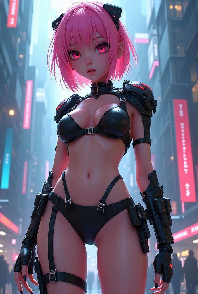 whole body像,Cityscape with pink hair、anime girl in futuristic clothing, hyper-realistic cyberpunk style, Cyberpunk anime girl, Digital Cyberpunk Anime Art, Fantastic cyberpunk girl, Anime style. 8K, female Cyberpunk anime girl, digital cyberpunk - anime art, Portrait anime space cadet girl, Cyberpunk girl portrait, Beautiful cyberpunk girl face, Anime style 3d, Realistic anime girl rendering,(RAW photos:1.2),Camel toe,Hollow,Sweaty legs,, Smooth pink skin, shining金属光泽皮肤, shining, Open your legs M-shaped legs,Angry look,depressed,angry, whole body,whole body像