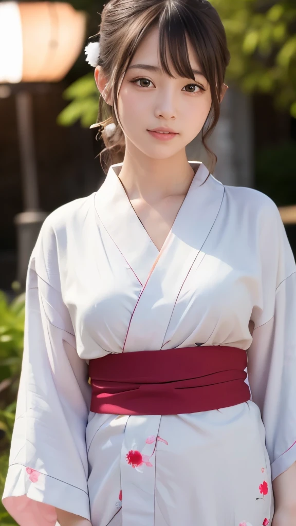 8k,Highest quality,(masterpiece:1.2),(Realistic),(Realistic:1.37),Ultra-high resolution,1 female college student,festival,night,smile,Beautiful Eyes,(((Cute Yukata))),Perfect body,Perfect Fingers,Professional Lighting,gravure,Detailed face and skin texture,fine grain,RAW Photos