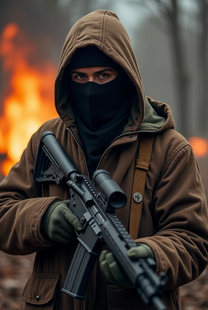 Generate an image in which 12 terrorist should by shoot and died