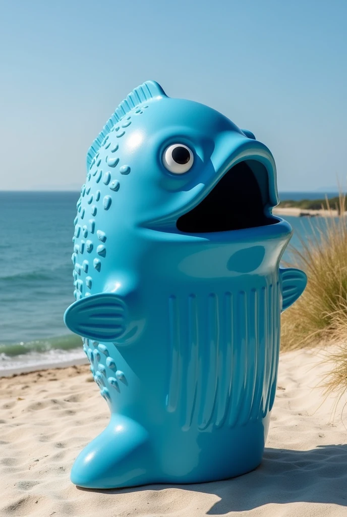 recyclable bin for fishing materials, customized with fish shape, pretty, blue color