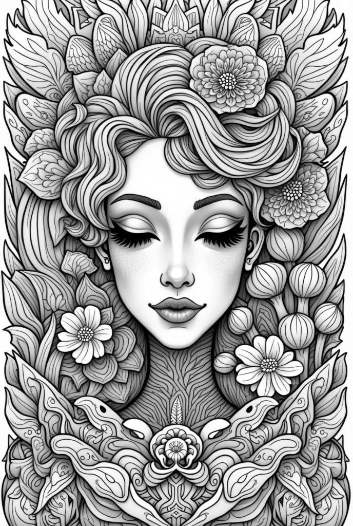 Commercial coloring book pages for adults black and white high details