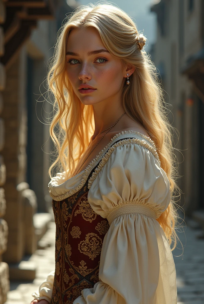 Blonde woman 18 years old Height 1,77 Medieval era