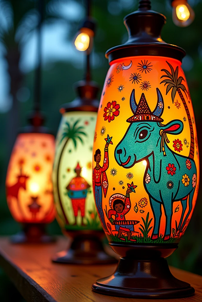 Maranhão Bumba Meu Boi themed lamps 