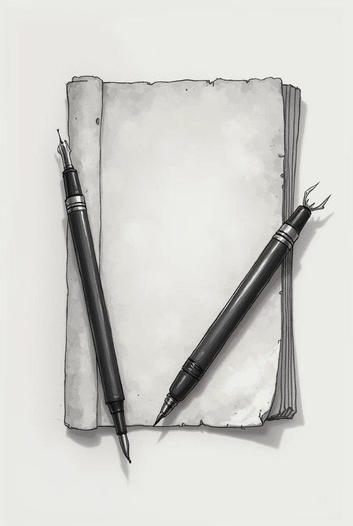 generate a cover for me, I want it as a sketch. Depict a half-written page, with a pen resting like it was Thorn apart and a word written "the unwritten chapters". Subtle, muted tones like grays can create a sense of mystery and depth.