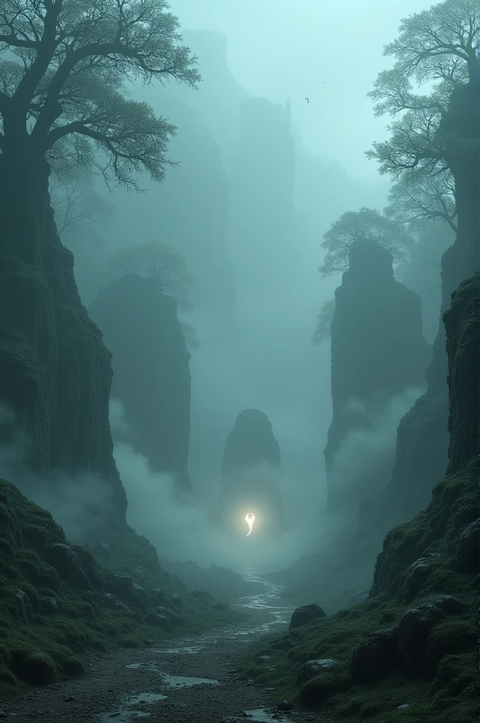 Ancient fog covered landscape mysteries