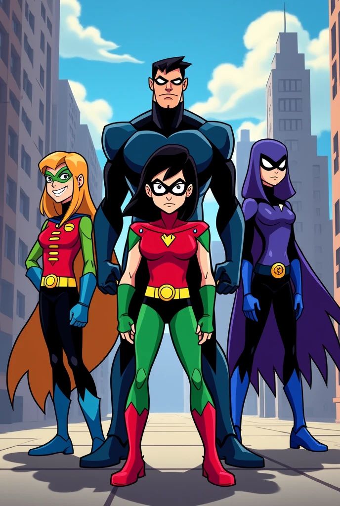 A cartoon image of the Titans, like the ones shown on TV in the Teenans show.