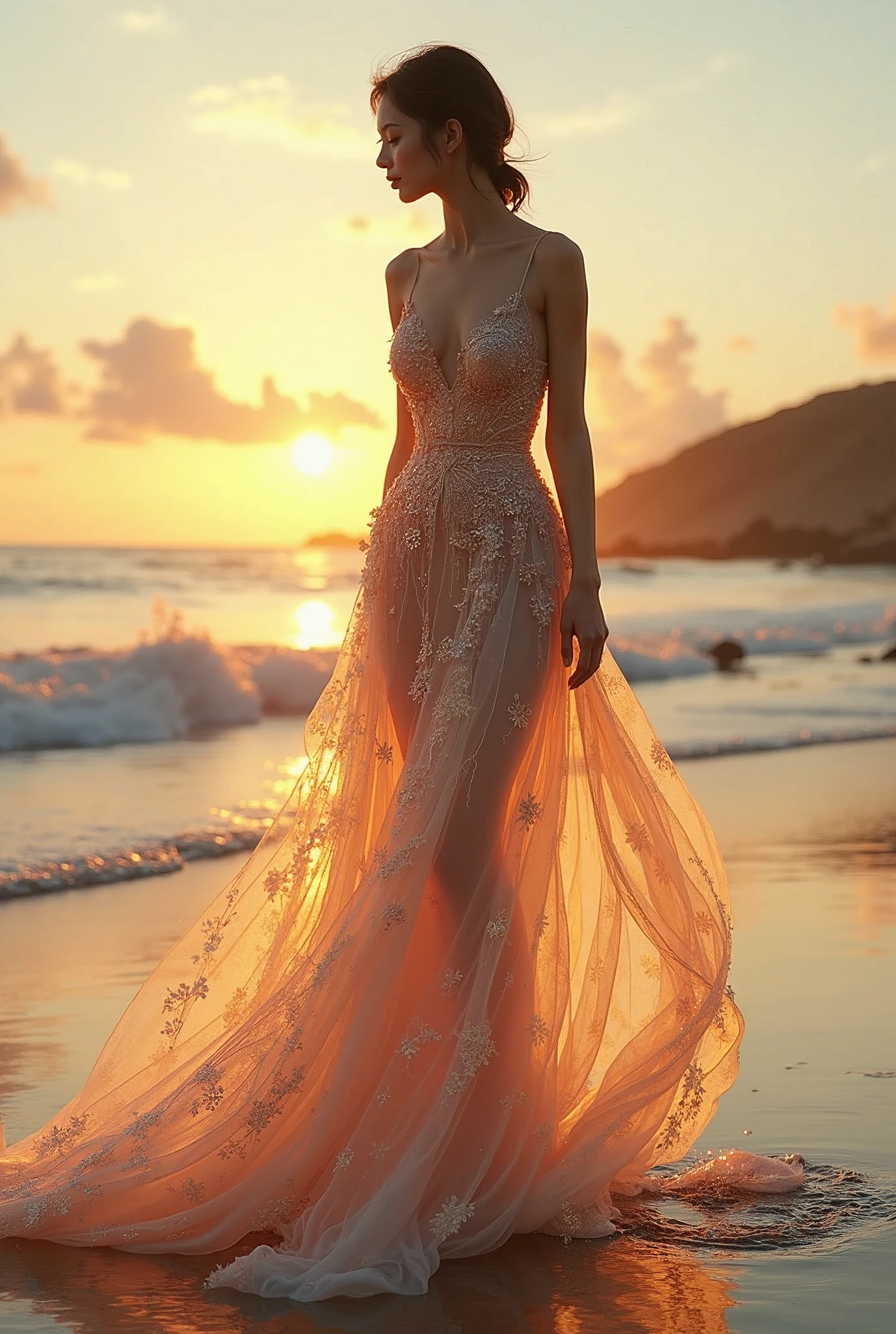 Vietnamese girl, wearing a dress made of water, At the beach, mặc một bộ trang phục gorgeous, váy gorgeous, complex dress, elegant fire dress, gorgeous và thanh lịch, lavish dress, lấy cảm hứng từ HIt isdi Xandt, trang phục gorgeous, complicated costumes, royal dress gorgeous, quần áo gorgeous, váy gorgeous, complex and elegant, dress with many intricate details, gorgeous, high heels, royal dress, hand detail, Fire in the body, water on dress, lightning element, fire element, lightning wings, full water, Transparent clothes, Masterpiece, best quality: 1.2),, (8k, High resolution, RAW images, reality, ảnh reality: 1.3), (structure da chi tiết, structure vải chi tiết, water detail, structure, beautiful detailed face: 1.25), professional lighting, photon mapping, beautiful soft light, radioactivity, Physics-based rendering, Ray Tracing, model shooting style, model shooting style, (hình nền cG unity 8k cực kỳ chi tiết), the most beautiful full-body photo artwork in the world, Model based on https://photos.googlIt is.with/photo/AF1QipMr73g5fIzFk5WUNwuyjxhunUF2mcxsGUsVK1nb, mẫu dựa vào filIt is:///D:/c/DIt issktop/It is%20duong/z5728321478468_c48a1434d8a229637008870c5a128975.jpg
