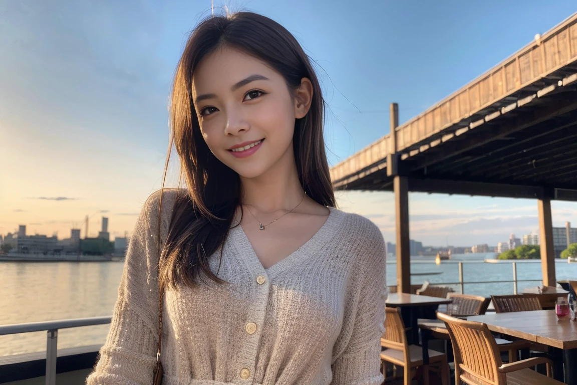 1girl,(wearing a sweater:1.2),(RAW photo, best quality), (realistic, photo-realistic:1.4), masterpiece, an extremely delicate and beautiful, extremely detailed, 2k wallpaper, Amazing, finely detail, extremely detailed CG unity 8k wallpaper, ultra-detailed, highres, soft light, beautiful detailed girl, extremely detailed eyes and face, beautiful detailed nose, beautiful detailed eyes,cinematic lighting,city lights at night,autumn scenery,in a park,maple leaves,perfect anatomy,slender body,smiling <lora:mayj_lora:0.8>