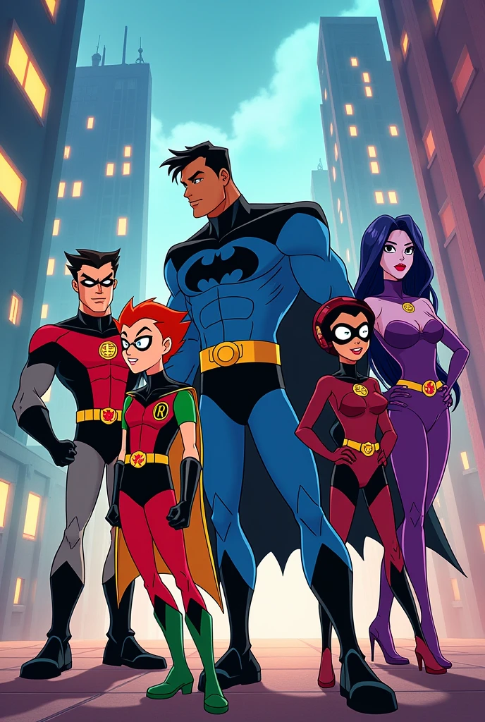 A cartoon image of the Teen Titans, like the ones shown on TV in the Teen Titans show.