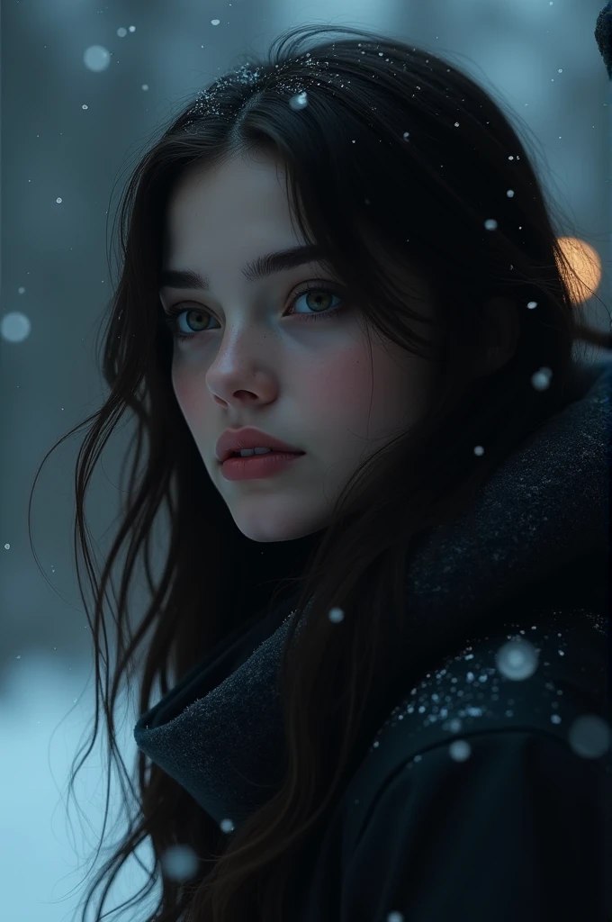Brunette woman talking about cold nights