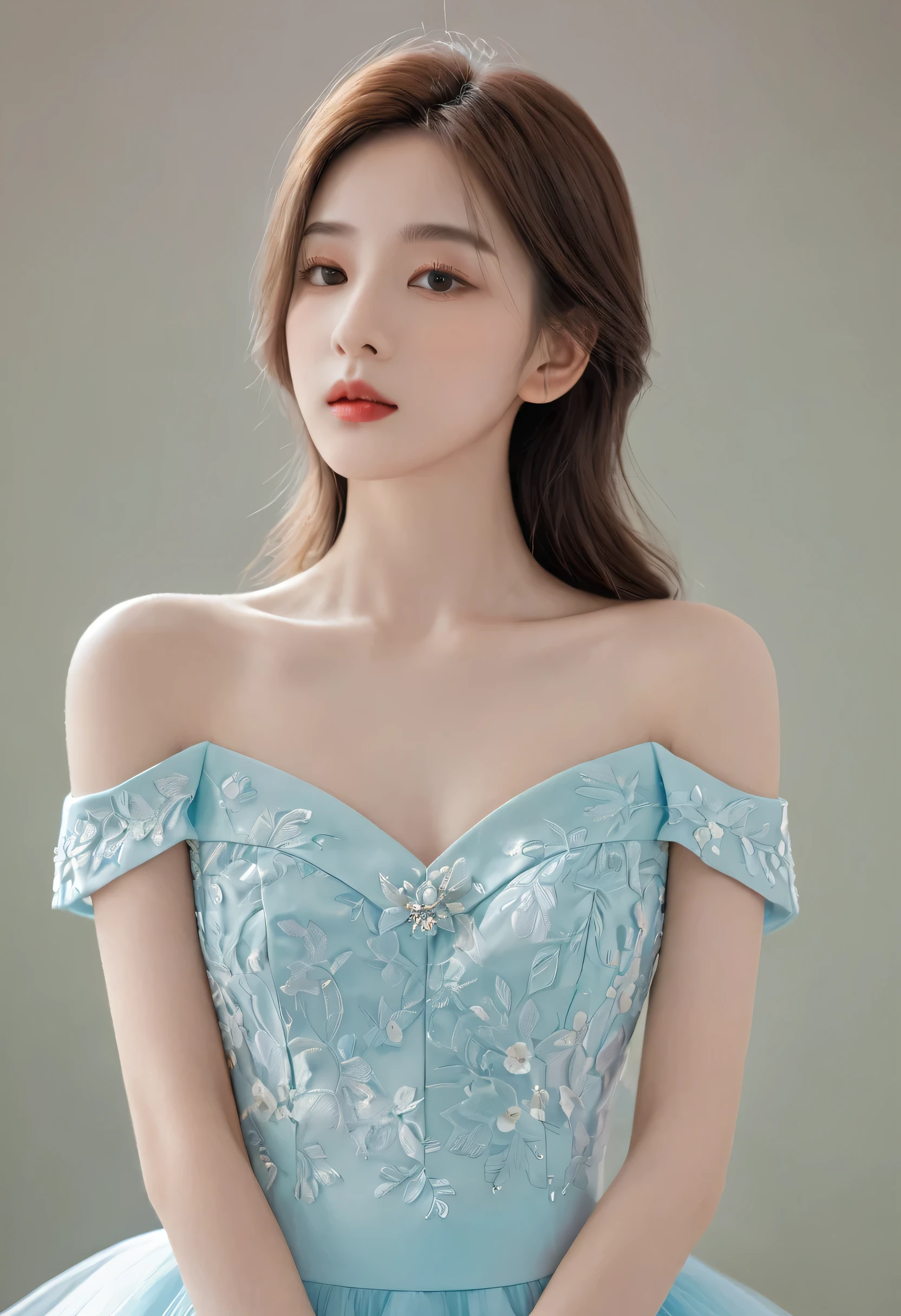 best quality, Outstanding details, Ultra-high resolution, (honest: 1.4), Best example, Attention to detail, Highly concentrated 1girl, Pretty Face, Delicate clavicle, High quality fishtail skirt, Shy