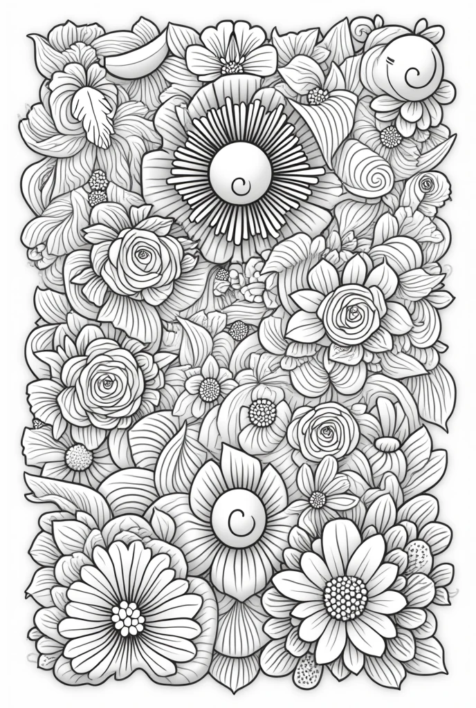 Commercial coloring book pages for adults black and white high details different types of images