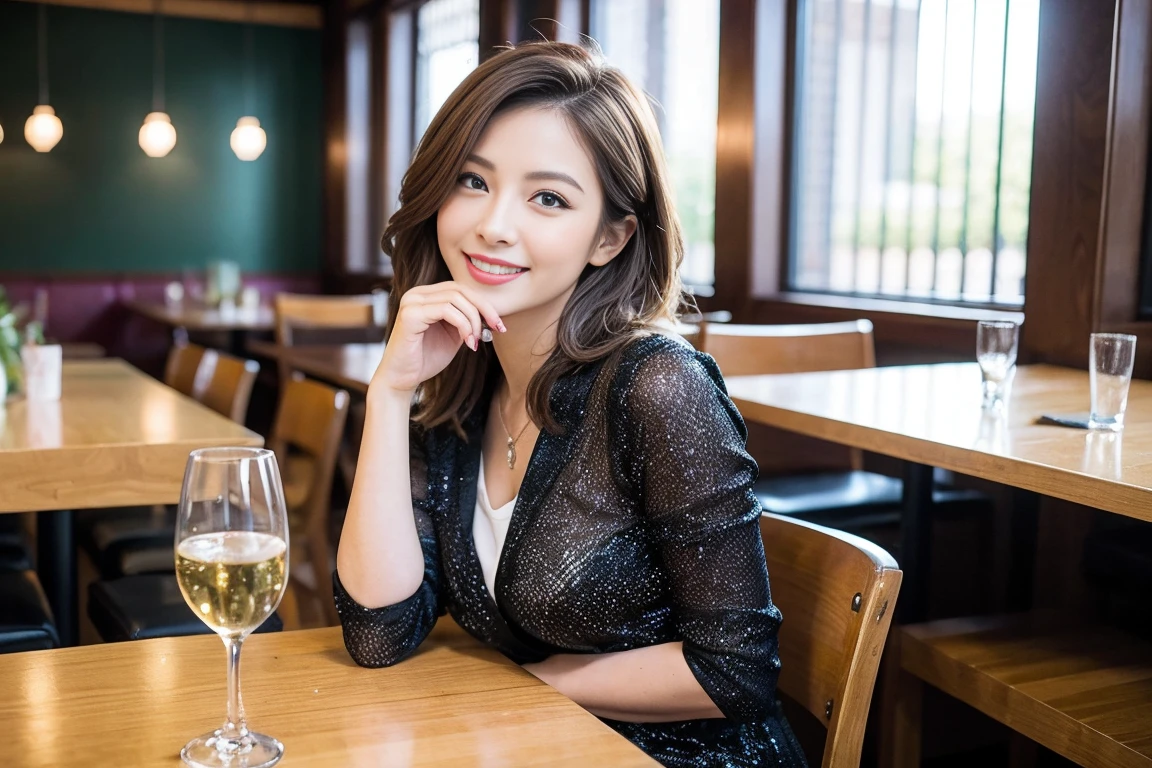 ((Highest quality、8k、masterpiece:1.3))、Japanese sake、slimカップル、modelカップル、(Realistic, Intricate details:1.2),Japanese sake、Sake Glass、 Japanese food、Buckwheat、Japanese sake、Shochu 、Beautiful view of the sunset sky and clouds、A bright smile、The wonderfulness of smile、Bright image、Beautiful Face, blue eyes, The light shines on your face, blush, short hair,Bright Face、 (Age 37), Age 34, sparkling wine、Two beauties、Brown Hair、Shortcuts、Long sleeve shirt、dress、Beautiful woman 1, (slimな顔), (The body is slim), (Brown Hair), (Shortcuts), cheeks turn a little red,Attractive beauty、restaurant, In a prominent place (From the waist up) Nova Frog Style, actress, model, Upper Body, White wine, slim, smile, (smile: 1.15), Beautiful fine grain, Depth f/2,saturation, High Contrast, Strong light and shadow,Moist Body:1.5、3D texture、Delicate eyes、Brown Hair、The hair is very shiny、