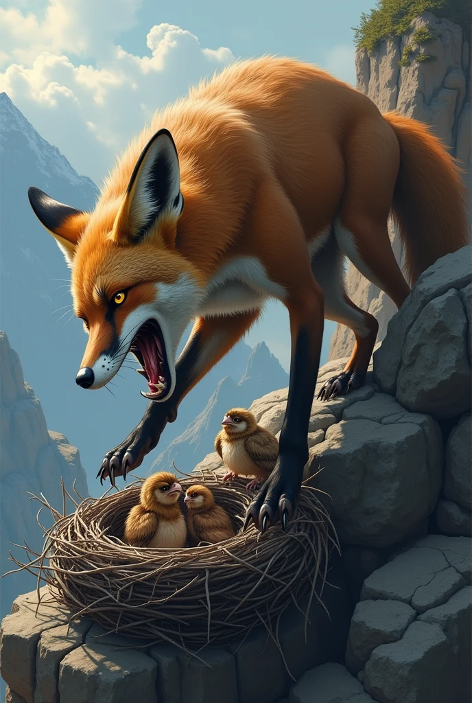 The fox immediately took her revenge by eating eagle babies.
