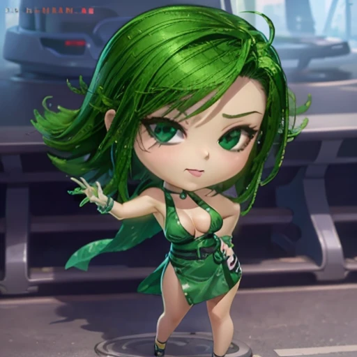  girl, showing awesome nasty nsfw chibi, green hair 