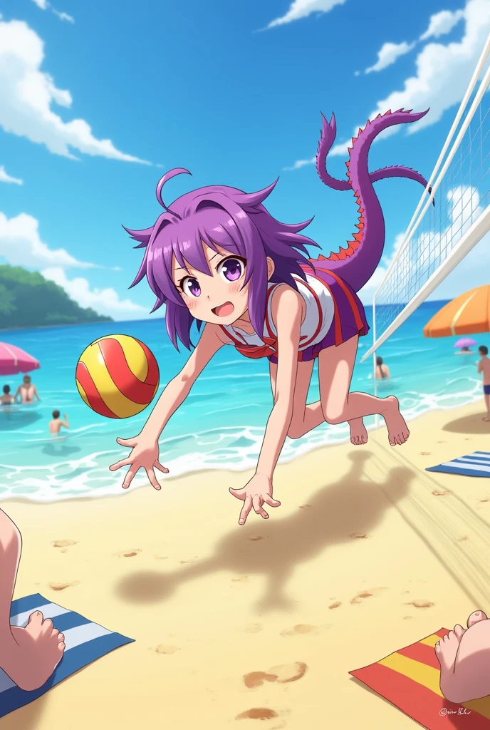Kanna Kamui plays beach volleyball
