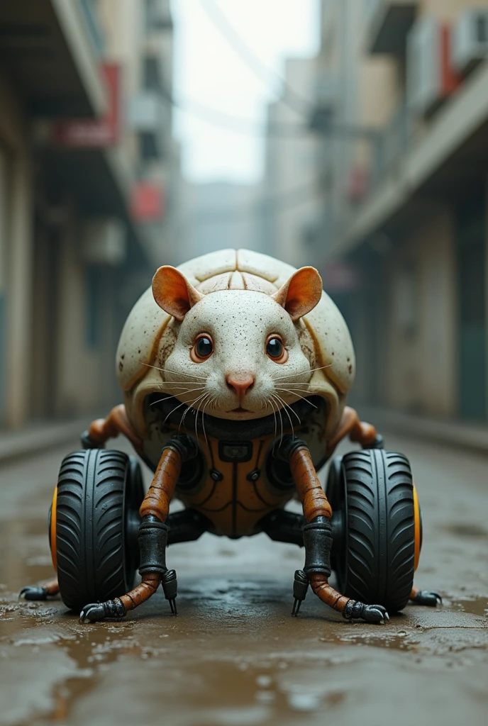 create an image of a rat look beetle, demoted, rodas aro 17, low profile tire