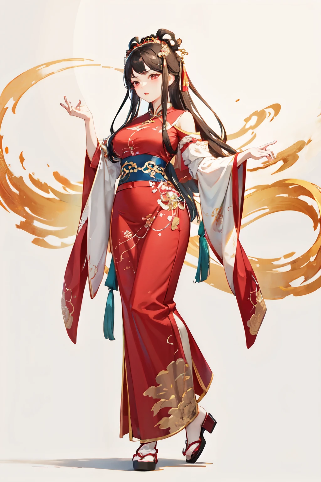 high resolution, Hanfu, beautiful girl, age 22, long hair, High quality, Chinese dress, full body, Antique dress, Hanfu Dress, Ming Dynasty Chinese Dress, Ming Dynasty, Folk Girl ,Antiquity