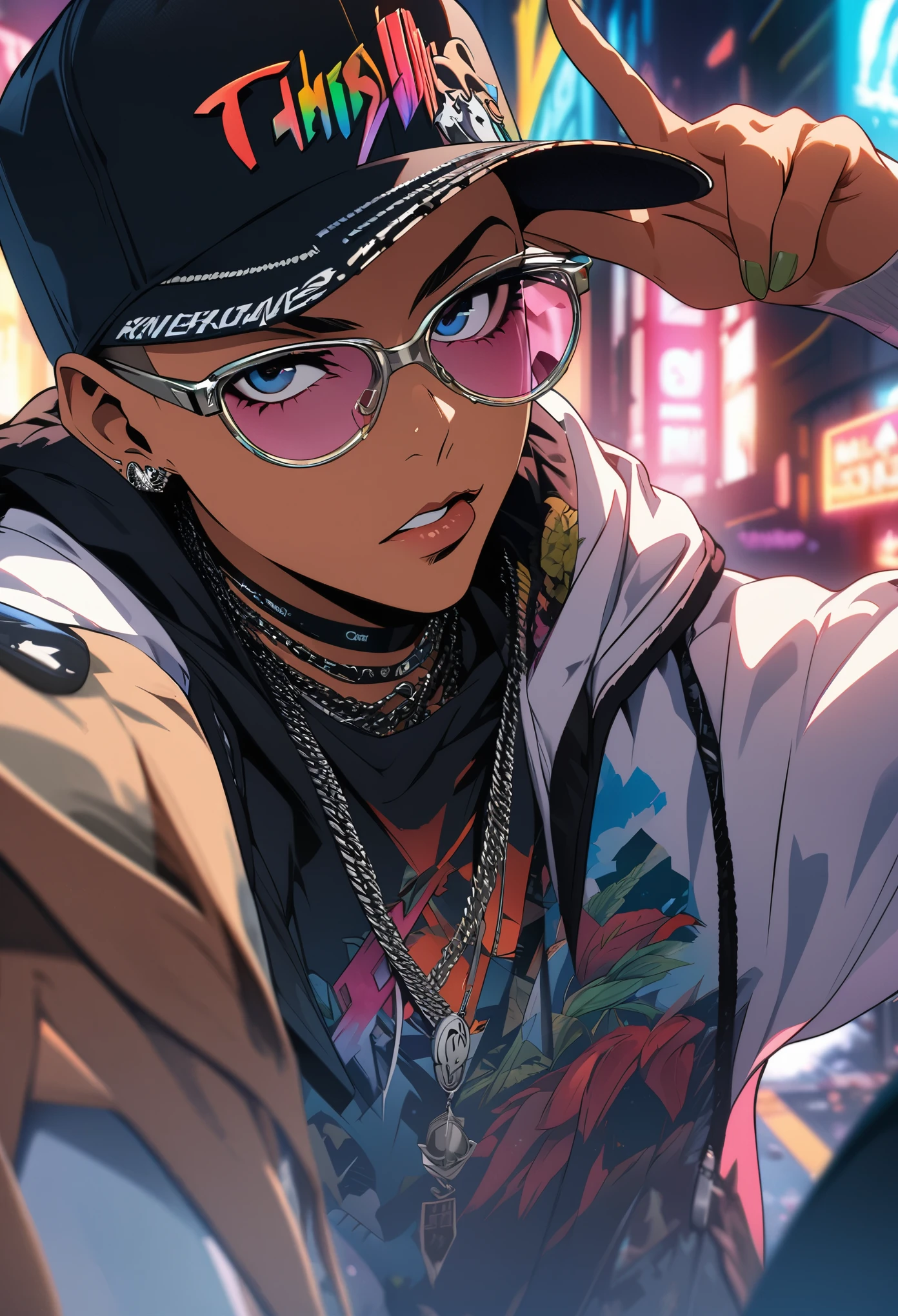 masterpiece, Highest quality, Highly detailed CG Unity 8k wallpaper, This illustration is based on a rapper and is very cool. It's big, Sharp eyes and a knitted hat covering the face. Wear a hood over a knit hat. Wearing pants. He is wearing black high-top boots.. I was holding a big, Painted wall. The background is a realistic dark slum. Spotlight Light. Bokeh Photo, (soft) concentrated):1.2, out of concentrated highlights, Dreamy atmosphere, Glowing circle, Fascinating Depth, Depth of written boundary